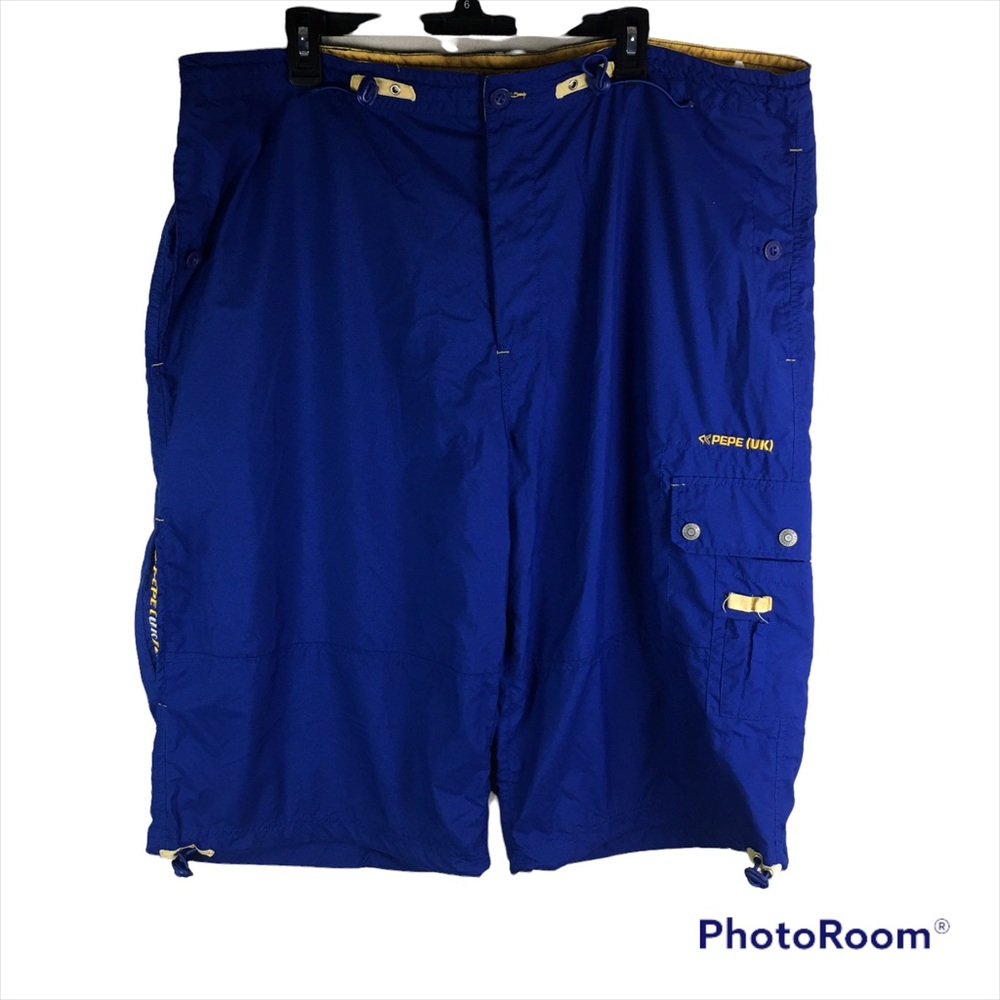 Y2K vintage Pepe (UK) blue cargo windbreaker drawstring shorts
